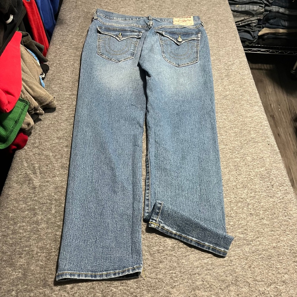 True Religion Geno Relaxed Slim Jeans Mens 34 Medium Wash Reed Slim Flap Pocket